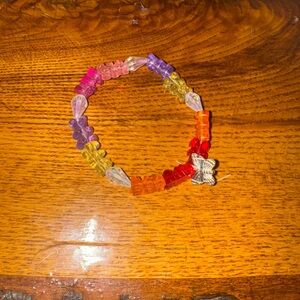 Colorful Beaded Bracelet with Butterfly Charm